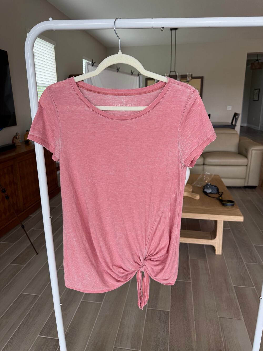 Calson Pink Tie-Front Short-Sleeve Top — Size XS